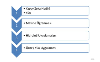 Yapay zeka ile hidrolojik uygulamalar | PPTX