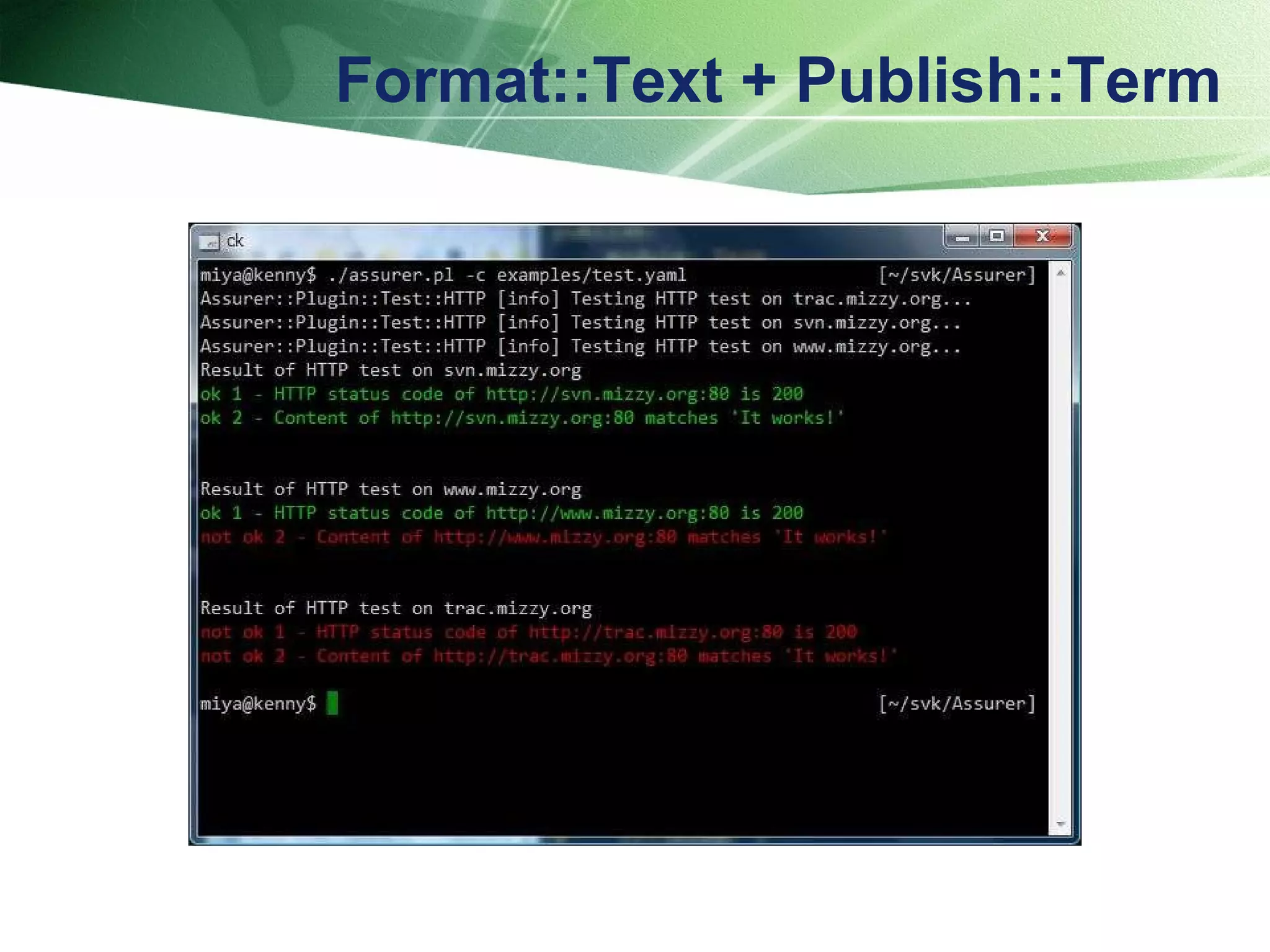 Format::Text + Publish::Term 
