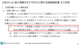日本テレビ 個人情報不正アクセスに関する調査報告書 より引用
22http://www.ntv.co.jp/oshirase/20160714.pdf
 