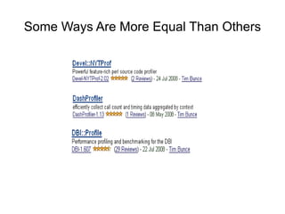 YAPC::Europe 2008 - Mike Astle - Profiling