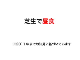 芝生で昼食


※2011 年までの知見に基づいています
 