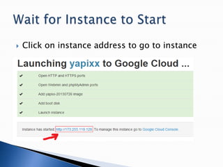  Click on instance address to go to instance
 