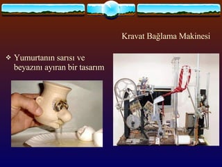 Kravat Bağlama Makinesi Yumurtanın sarısı ve beyazını ayıran bir tasarım 