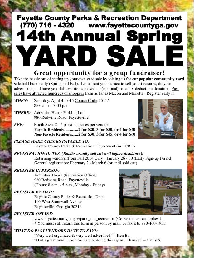 Community Yard Sale April 4 Fayetteville, GA