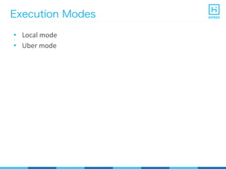 Execution Modes
•  Local	
  mode	
  
•  Uber	
  mode	
  
 
