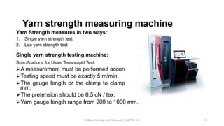 Cre Testing Machine Understanding Yarn Strength in Textile Manufacturing | PDF