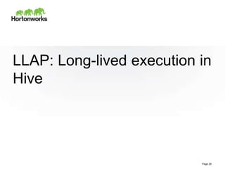 LLAP: Long-lived execution in
Hive
Page 28
 