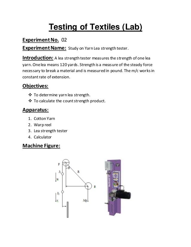 Yarn lea strength tester.