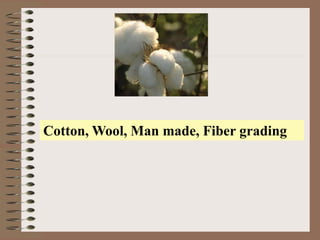 Cotton, Wool, Man made, Fiber grading
 