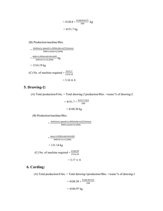 Spinning Plan Calculation