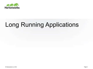 © Hortonworks Inc. 2014
Long Running Applications
Page 8
 