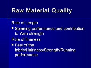 Yarn realisation in spinning mills | PPT