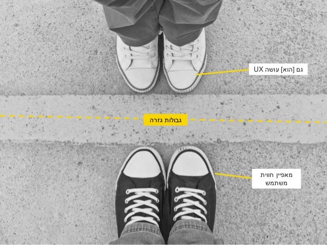 ‫משתמש‬‫חווית‬‫מאפיין‬
‫גרפי‬ ‫עיצוב‬
‫״‬ux/ui‫״‬ux expert
ui
‫״‬ux/ui‫״‬
‫״‬ux/ui‫״‬
ux lead
 