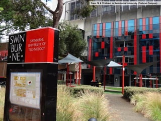 Tram 78 & 79 direct to Swinburne University (Prahran Campus)

 
