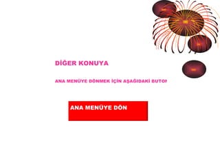 ANA MENÜYE DÖN  DİĞER KONUYA                               DEVAM ETMEK İÇİN                          ENTER’E BASMANIZ YETERLİ   ANA MENÜYE DÖNMEK İÇİN AŞAĞIDAKİ BUTONU SEÇİNİZ. 