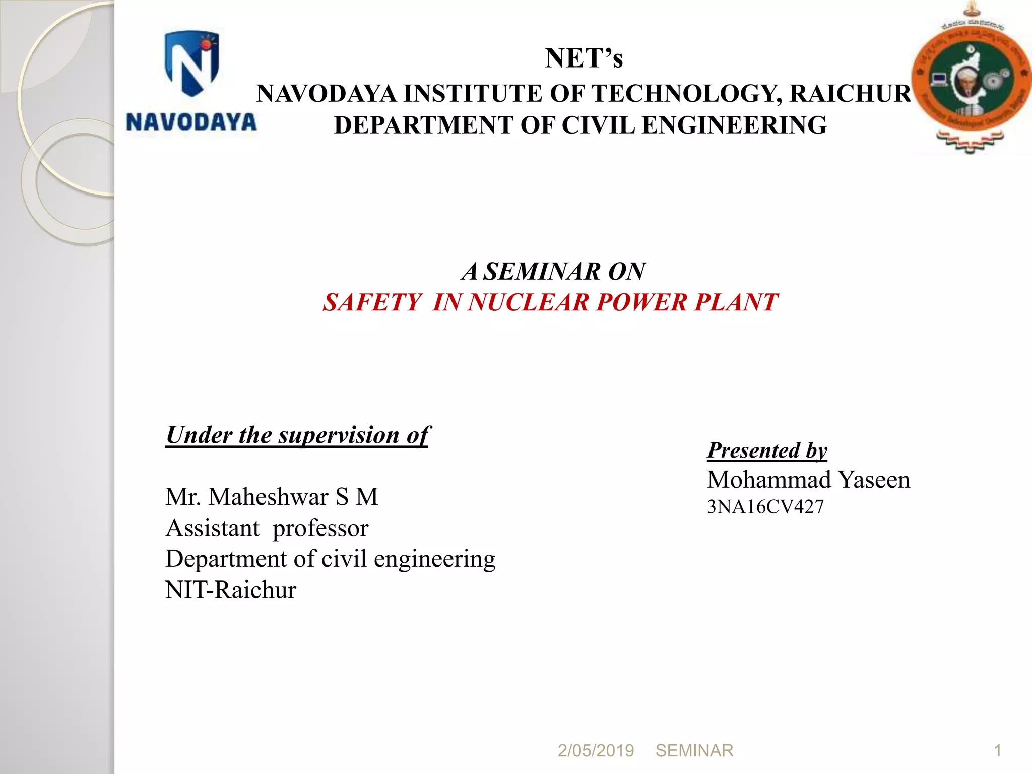 SAFETY IN NUCLEAR POWER PLANT PRESENTATION | PPTX