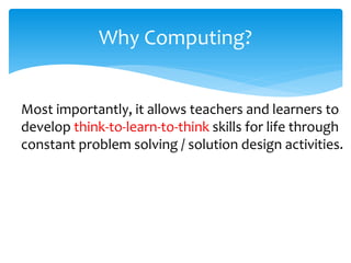 Think to learn to think with Computing | PDF