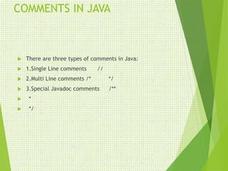 Core JAVA presentation for 1st year students | PPTX