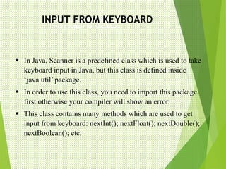 Core JAVA presentation for 1st year students | PPTX