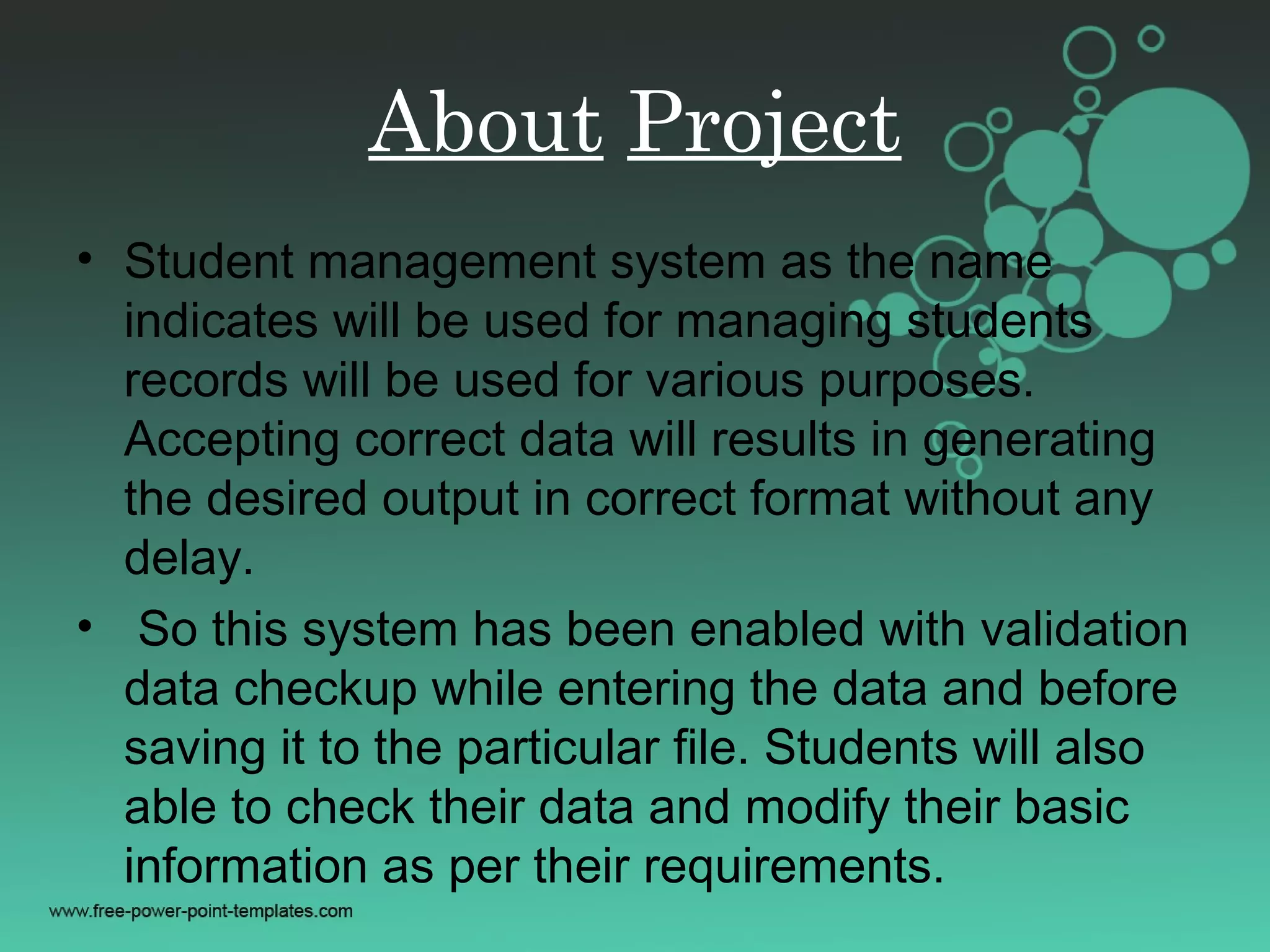 Student management system project report c++ | PPT