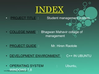 Student management system project report c++ | PPT