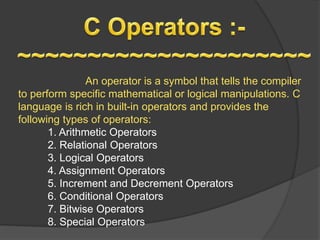 C Operators | PPTX