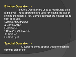 C Operators | PPTX