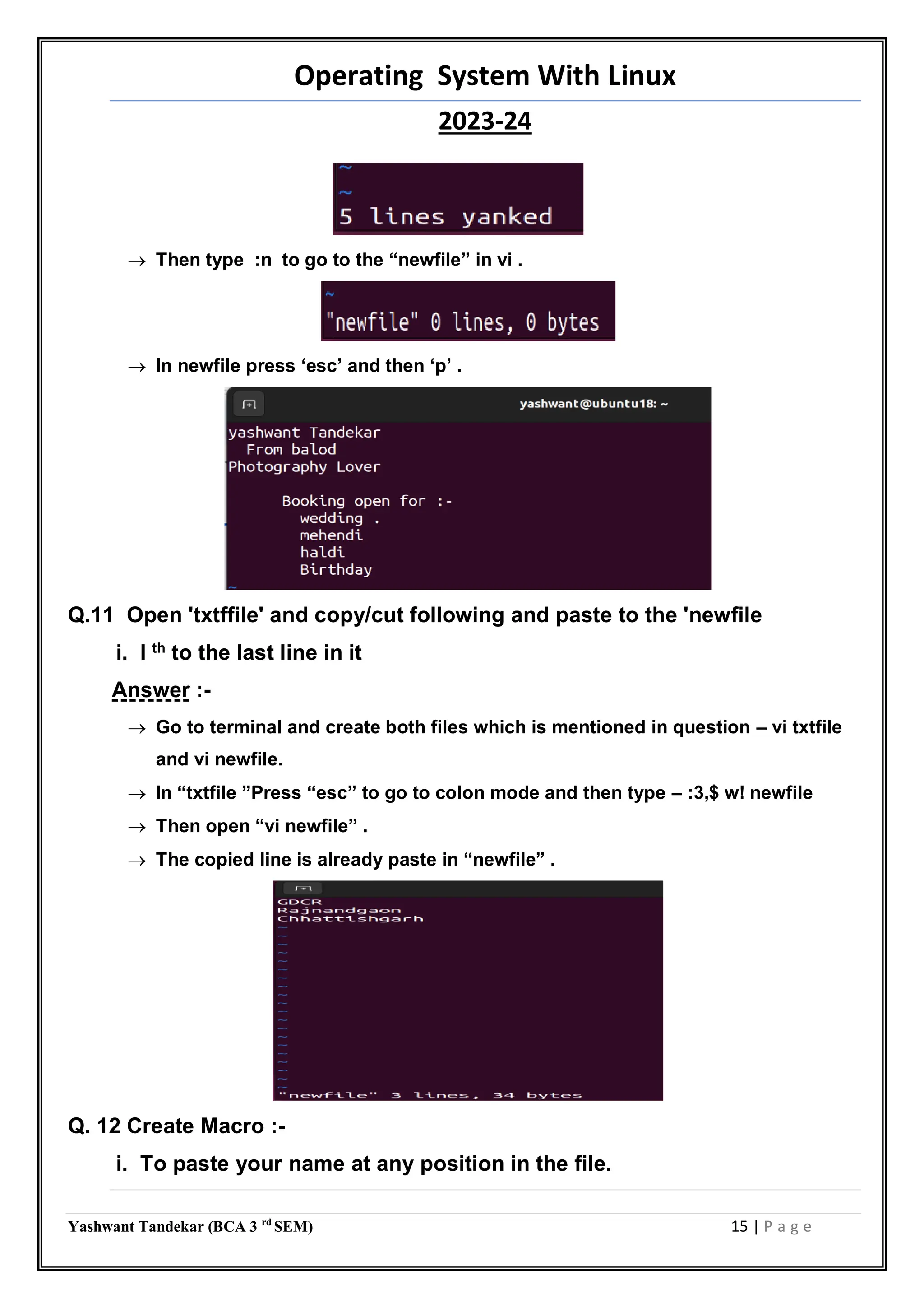 linux practical exam Digvajiya collage Rajnandgaon | PDF