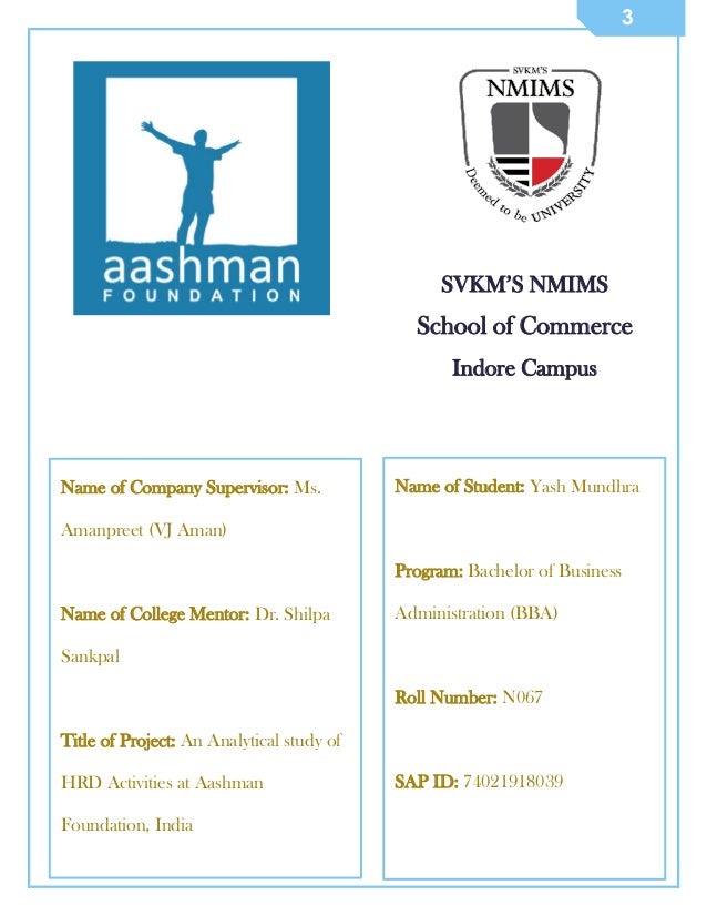 Summer Internship Program Aashman Foundation (NGO)