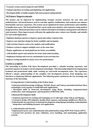 Comprehensive Internship Progress Report on Python Full Stack ...
