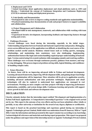 Comprehensive Internship Progress Report on Python Full Stack ...