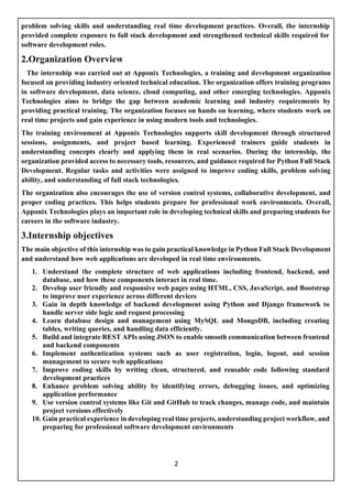 Comprehensive Internship Progress Report on Python Full Stack ...