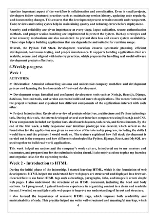 Comprehensive Internship Progress Report on Python Full Stack ...