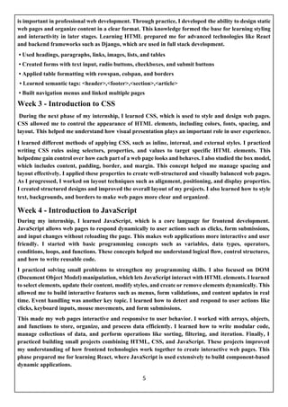 Comprehensive Internship Progress Report on Python Full Stack ...