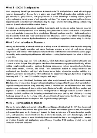 Comprehensive Internship Progress Report on Python Full Stack ...