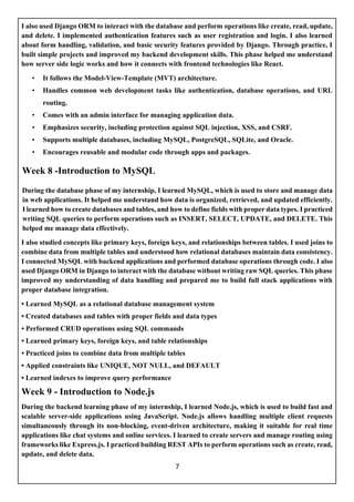 Comprehensive Internship Progress Report on Python Full Stack ...