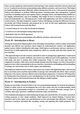 Comprehensive Internship Progress Report on Python Full Stack ...