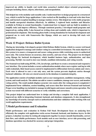 Comprehensive Internship Progress Report on Python Full Stack ...