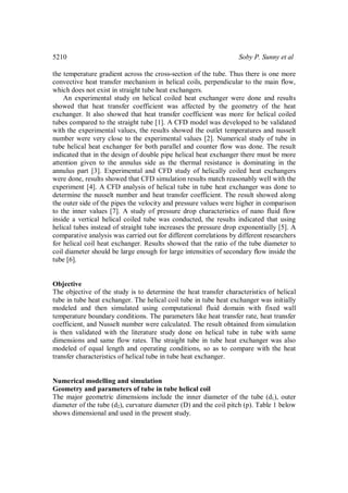 Numerical Simulation of a Tube in Tube Helical Coiled Heat Exchanger ...