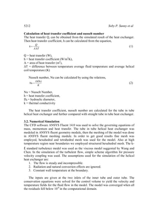 Numerical Simulation of a Tube in Tube Helical Coiled Heat Exchanger ...