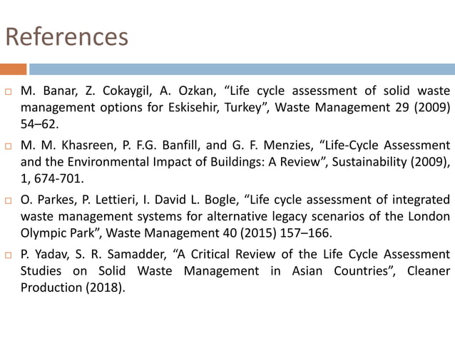 State of the art on Life Cycle Assessment for Solid Waste Management ...