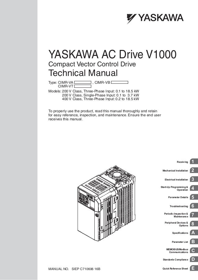 Yaskawa V1000 Instuction Manuel