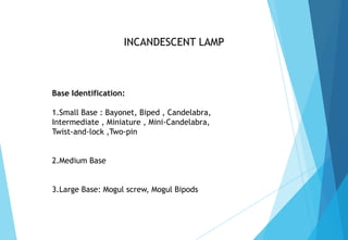 INCANDESCENT LAMPLAMP LIFE TIME: 1.Standard -life lamp: High temperature for the filament to operates, emits more light, S...