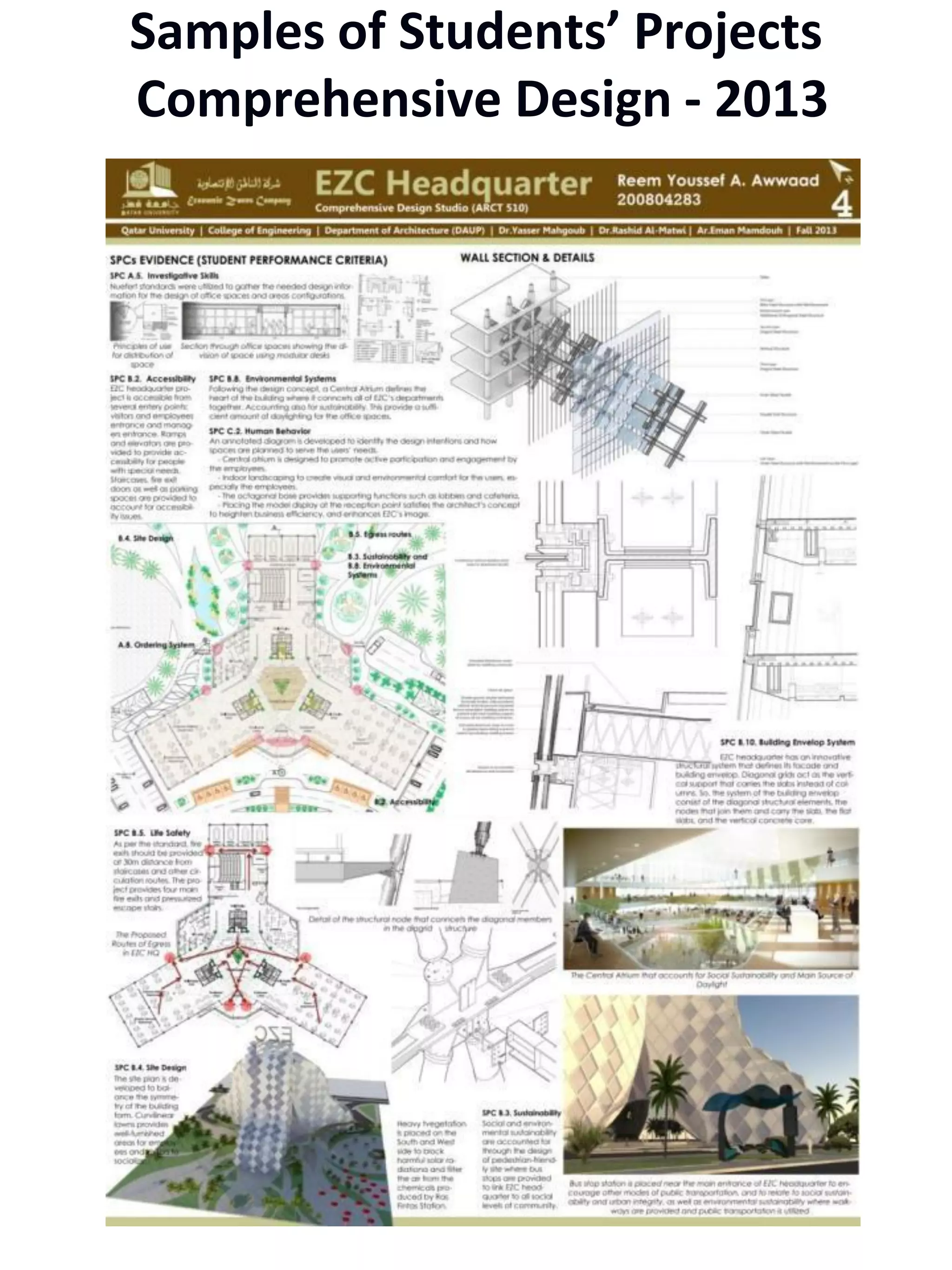 Samples of Students’ Projects
Comprehensive Design - 2013
 