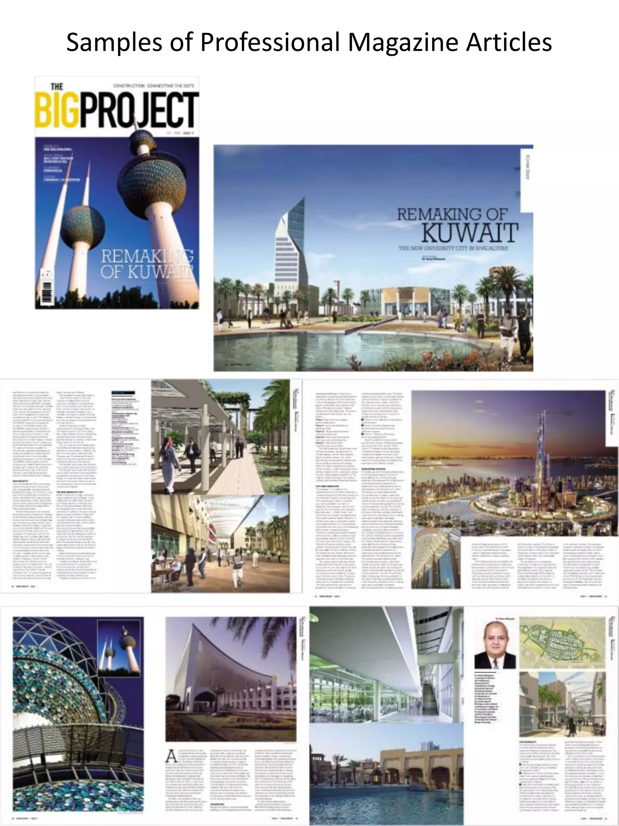 Samples of Professional Magazine Articles
 