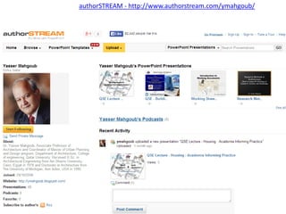 authorSTREAM - http://www.authorstream.com/ymahgoub/

 