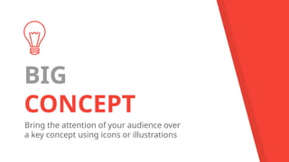 BIG
CONCEPT
Bring the attention of your audience over
a key concept using icons or illustrations
 