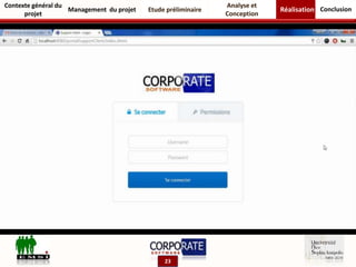 Contexte général du
projet
Management du projet Etude préliminaire Réalisation
Analyse et
Conception
Conclusion
23
 