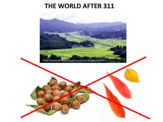 THE WORLD AFTER 311




http://www.vill.iitate.fukushima.jp/shoukai/gaiyou.html
 