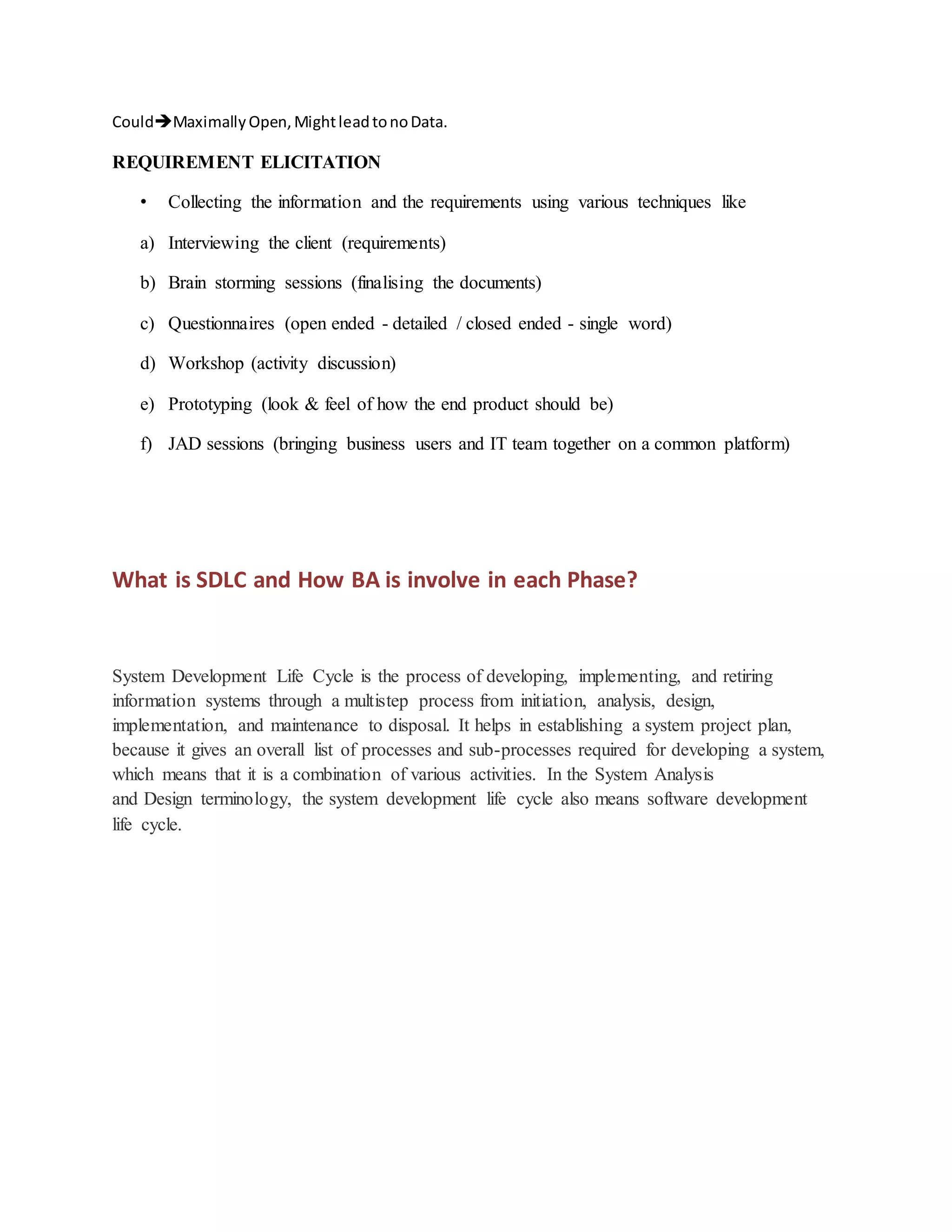 Business Analyst Documentation | DOCX